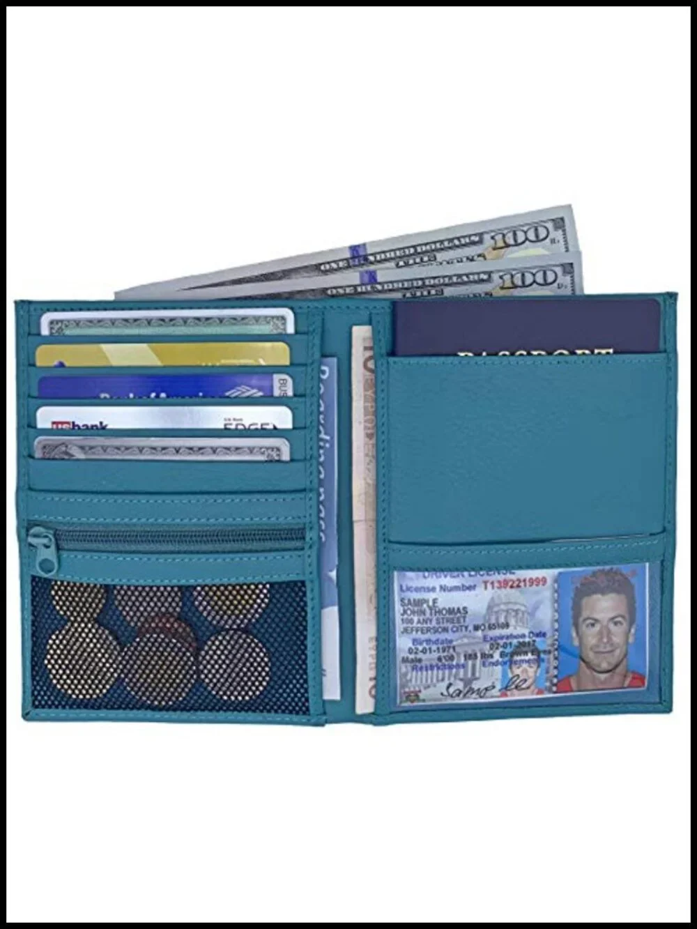 Genuine Leather RFID Passport Wallet Bifold Travel Accessory
